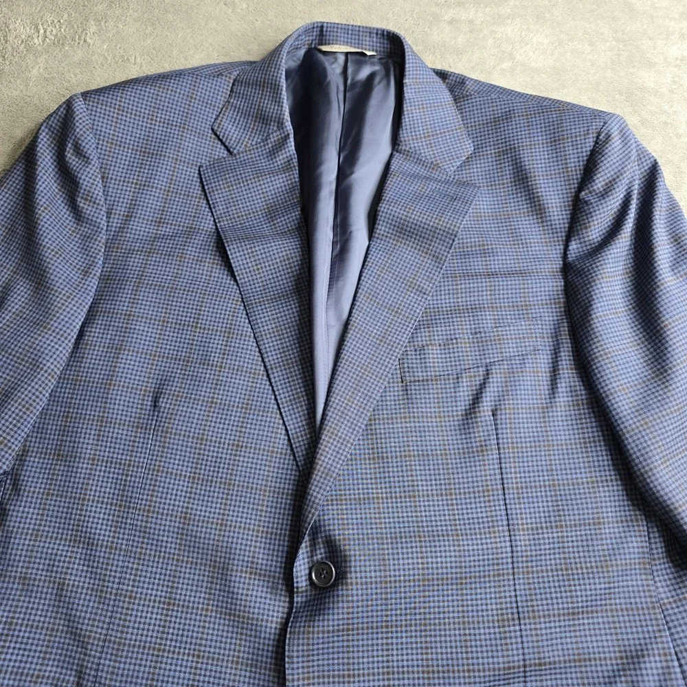 Canali 1934 Blazer Sportscoat Mens 46R Blue Plaid Italian Wool 2-Button